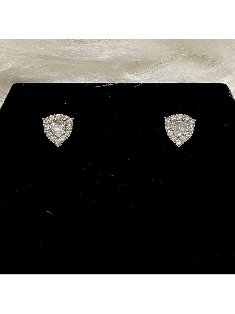 Earrings Clear Crystals With Heart Shaped Crystal Bling Studs Posts New